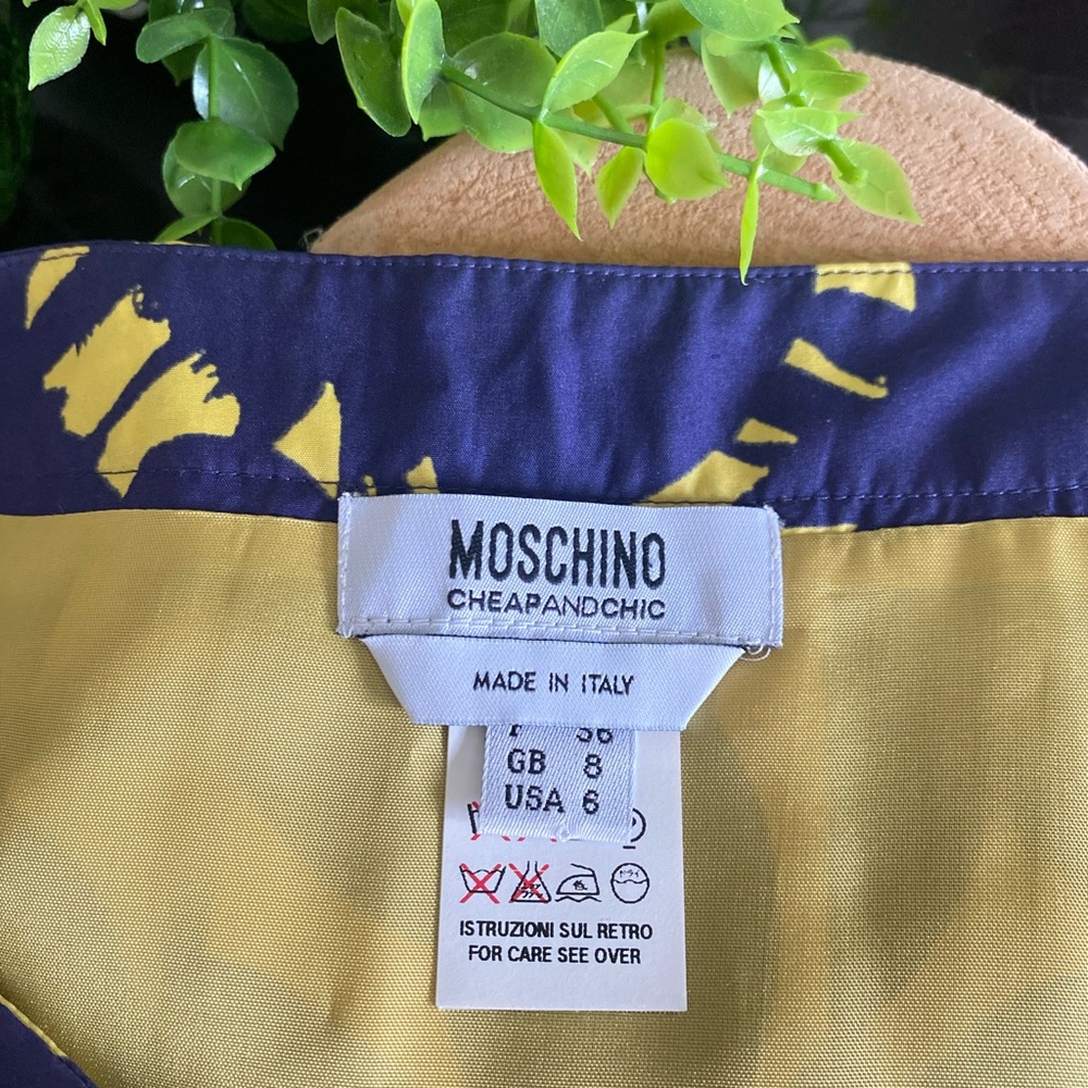 Moschino Silk Purple Yellow Pleated Floral Print Skirt US size 6 - Picture 7 of 13